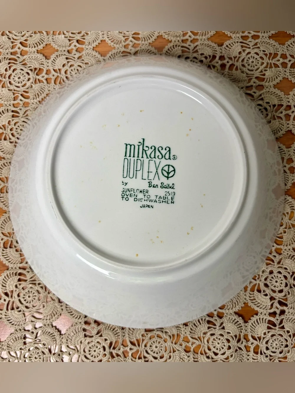Vintage 60s Mikasa Duplex Sunflower Stoneware Oven to Table Serving Bowl